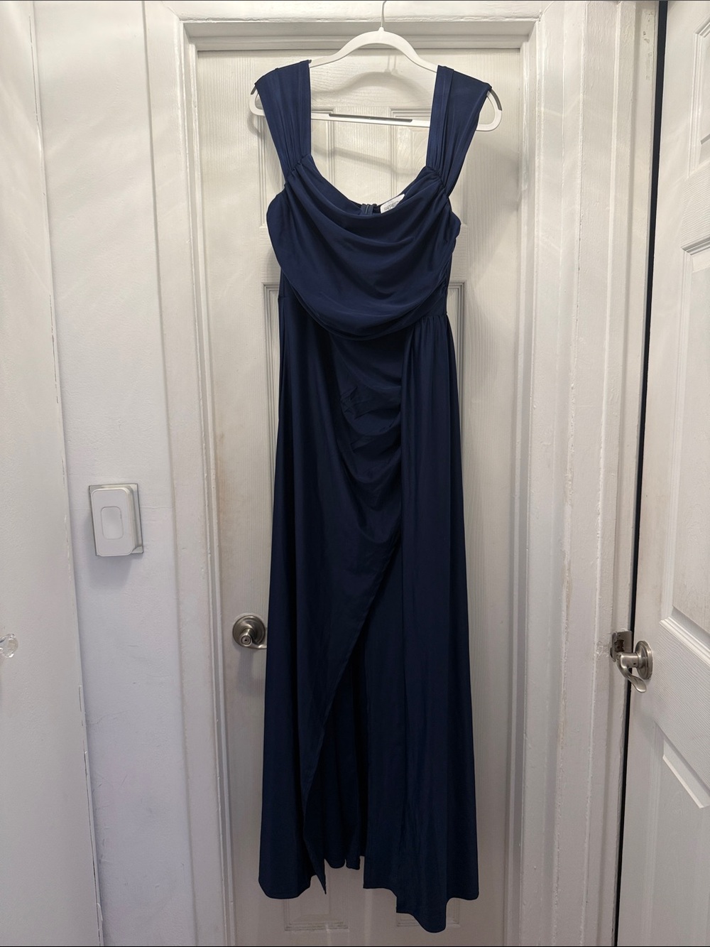 Draped Navy Maxi Dress with Wide Straps nwot
